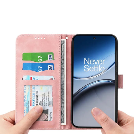 DIERFENG DF-03 For OnePlus Nord 4 Leather Case Lines Imprint Wallet Phone Cover
