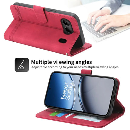 DIERFENG DF-03 For OnePlus Nord 4 Leather Case Lines Imprint Wallet Phone Cover