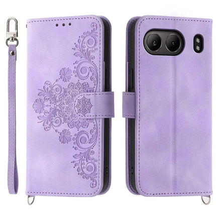 For OnePlus Nord 4 Case Flower Pattern PU Leather Wallet Phone Cover with Strap - Light Purple