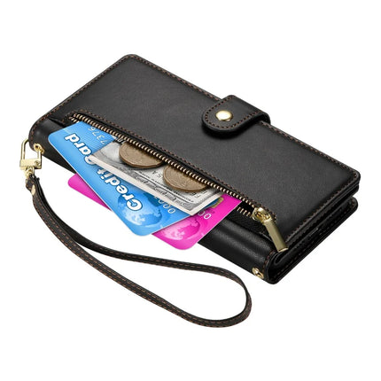 DF-011 For OnePlus Nord 4 Case Zipper Pocket Wallet Leather Phone Cover with Straps