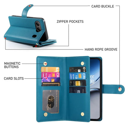 DF-011 For OnePlus Nord 4 Case Zipper Pocket Wallet Leather Phone Cover with Straps