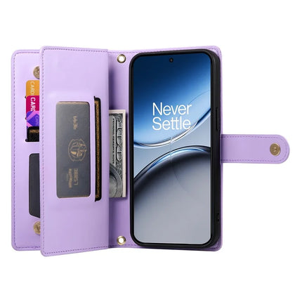DF-011 For OnePlus Nord 4 Case Zipper Pocket Wallet Leather Phone Cover with Straps