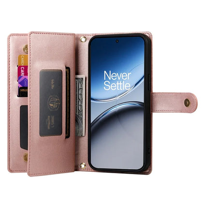 DF-011 For OnePlus Nord 4 Case Zipper Pocket Wallet Leather Phone Cover with Straps
