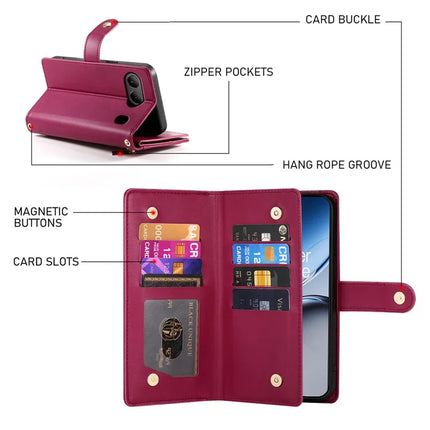 DF-011 For OnePlus Nord 4 Case Zipper Pocket Wallet Leather Phone Cover with Straps