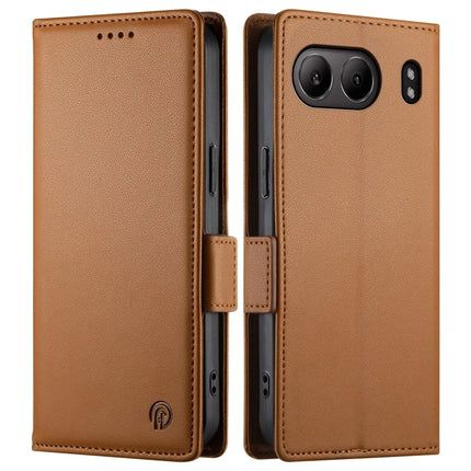 DF-010 For OnePlus Nord 4 Stand Case PU Leather Wallet Phone Cover - Brown