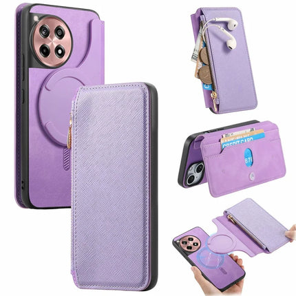 CASENEO For OnePlus Ace 3 5G / 12R 5G Case Cross Texture Leather Detachable Magnetic Phone Cover - Purple