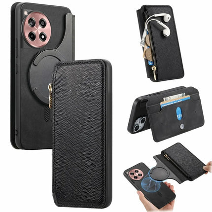 CASENEO For OnePlus Ace 3 5G / 12R 5G Case Cross Texture Leather Detachable Magnetic Phone Cover - Black
