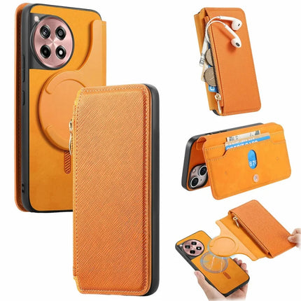 CASENEO For OnePlus Ace 3 5G / 12R 5G Case Cross Texture Leather Detachable Magnetic Phone Cover - Yellow