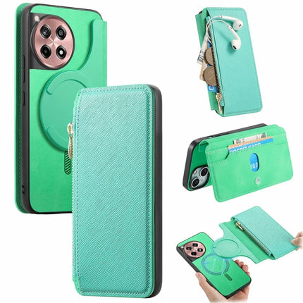 CASENEO For OnePlus Ace 3 5G / 12R 5G Case Cross Texture Leather Detachable Magnetic Phone Cover - Green
