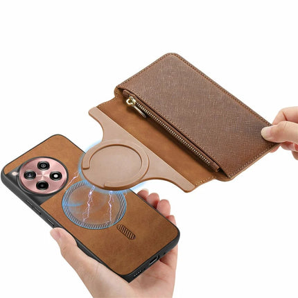 CASENEO For OnePlus Ace 3 5G / 12R 5G Case Cross Texture Leather Detachable Magnetic Phone Cover