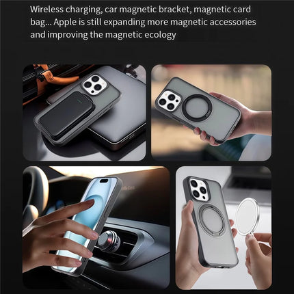 For iPhone 16 Pro Max Case Compatble with MagSafe Rotating Kickstand TPU+PC Phone Cover