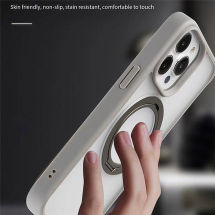 For iPhone 16 Pro Max Case Compatble with MagSafe Rotating Kickstand TPU+PC Phone Cover