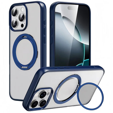 For iPhone 16 Pro Max Case Compatble with MagSafe Rotating Kickstand TPU+PC Phone Cover - Matte Blue