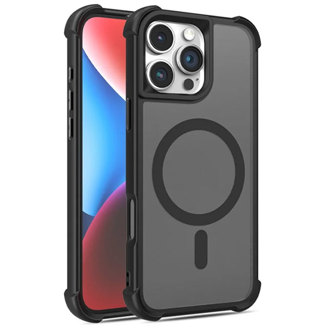 For iPhone 16 Pro Max Case Compatble with MagSafe Skin-Touch TPU+PC Phone Cover - Black