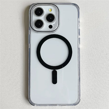 For iPhone 16 Pro Case Compatible with MagSafe PC+TPU Clear Anti-Drop Phone Cover