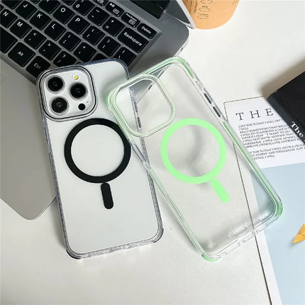 For iPhone 16 Pro Max Case Compatible with MagSafe PC+TPU Clear Anti-Drop Phone Cover