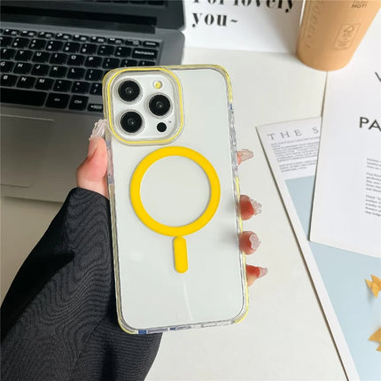 For iPhone 16 Pro Max Case Compatible with MagSafe PC+TPU Clear Anti-Drop Phone Cover - Yellow