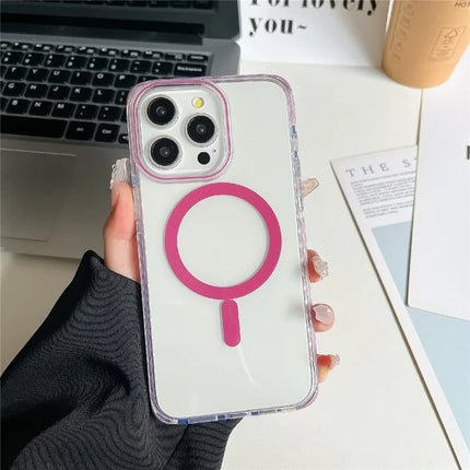 For iPhone 16 Pro Max Case Compatible with MagSafe PC+TPU Clear Anti-Drop Phone Cover - Purple
