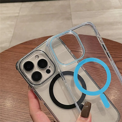 For iPhone 16 Pro Max Case Compatible with MagSafe PC+TPU Clear Anti-Drop Phone Cover with Wrist Strap