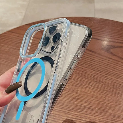 For iPhone 16 Pro Max Case Compatible with MagSafe PC+TPU Clear Anti-Drop Phone Cover with Wrist Strap