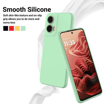 For Motorola Moto G35 5G Case Liquid Silicone Anti-Scratch Phone Cover with Hand Strap