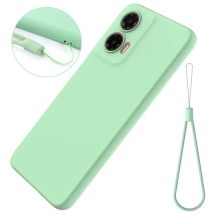 For Motorola Moto G35 5G Case Liquid Silicone Anti-Scratch Phone Cover with Hand Strap