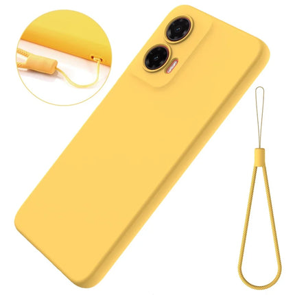 For Motorola Moto G35 5G Case Liquid Silicone Anti-Scratch Phone Cover with Hand Strap