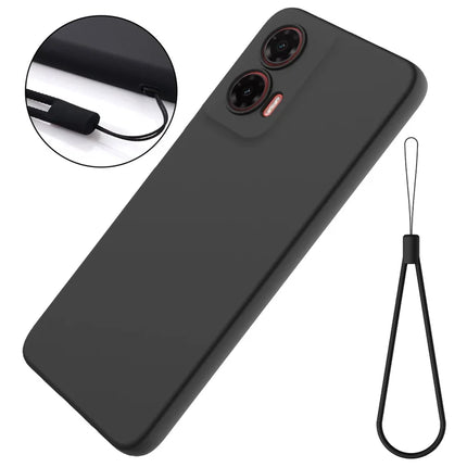 For Motorola Moto G35 5G Case Liquid Silicone Anti-Scratch Phone Cover with Hand Strap