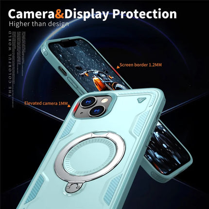 For iPhone 14 / 13 Case Compatible with MagSafe Military Protection PC+TPU Kickstand Phone Cover
