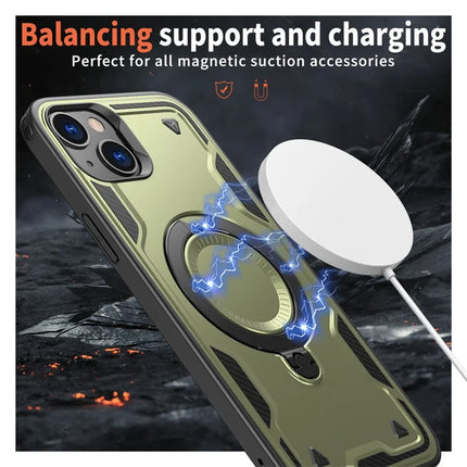 For iPhone 14 / 13 Case Compatible with MagSafe Military Protection PC+TPU Kickstand Phone Cover