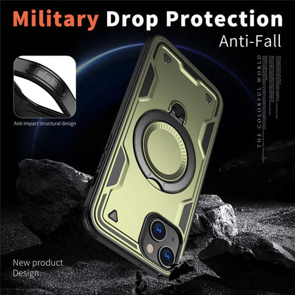 For iPhone 14 / 13 Case Compatible with MagSafe Military Protection PC+TPU Kickstand Phone Cover