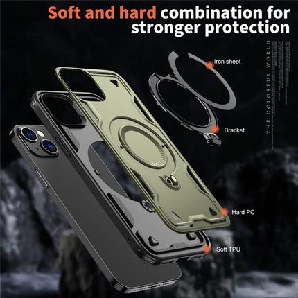 For iPhone 14 / 13 Case Compatible with MagSafe Military Protection PC+TPU Kickstand Phone Cover