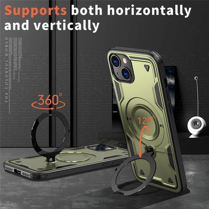 For iPhone 14 / 13 Case Compatible with MagSafe Military Protection PC+TPU Kickstand Phone Cover