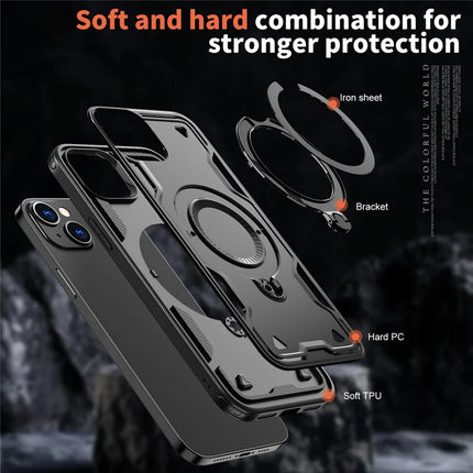 For iPhone 14 / 13 Case Compatible with MagSafe Military Protection PC+TPU Kickstand Phone Cover