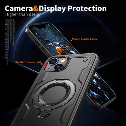 For iPhone 14 / 13 Case Compatible with MagSafe Military Protection PC+TPU Kickstand Phone Cover