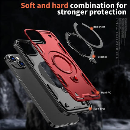 For iPhone 14 / 13 Case Compatible with MagSafe Military Protection PC+TPU Kickstand Phone Cover