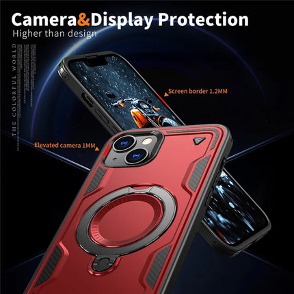 For iPhone 14 / 13 Case Compatible with MagSafe Military Protection PC+TPU Kickstand Phone Cover