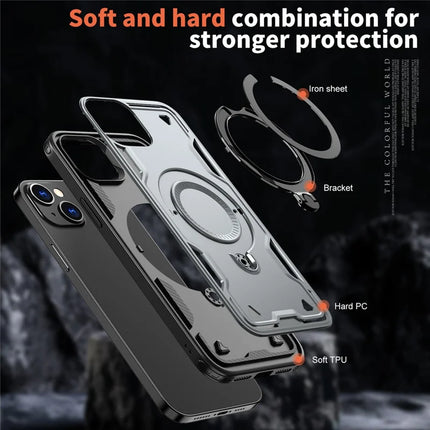 For iPhone 14 / 13 Case Compatible with MagSafe Military Protection PC+TPU Kickstand Phone Cover
