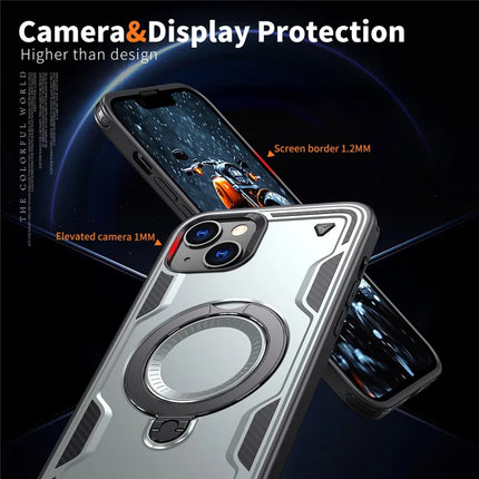 For iPhone 14 / 13 Case Compatible with MagSafe Military Protection PC+TPU Kickstand Phone Cover