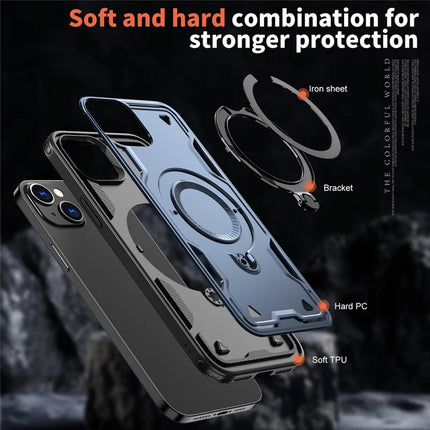 For iPhone 14 / 13 Case Compatible with MagSafe Military Protection PC+TPU Kickstand Phone Cover
