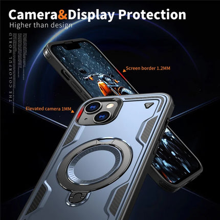 For iPhone 14 / 13 Case Compatible with MagSafe Military Protection PC+TPU Kickstand Phone Cover
