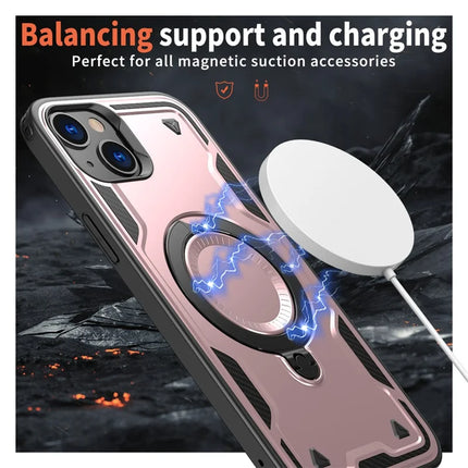 For iPhone 14 / 13 Case Compatible with MagSafe Military Protection PC+TPU Kickstand Phone Cover