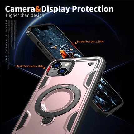 For iPhone 14 / 13 Case Compatible with MagSafe Military Protection PC+TPU Kickstand Phone Cover