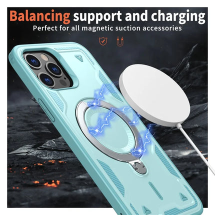 For iPhone 13 Pro Max / 12 Pro Max Case Compatible with MagSafe Military Protection PC+TPU Kickstand Phone Cover