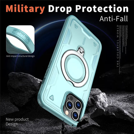 For iPhone 13 Pro Max / 12 Pro Max Case Compatible with MagSafe Military Protection PC+TPU Kickstand Phone Cover