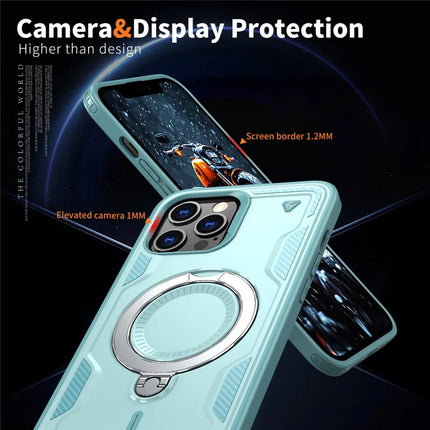 For iPhone 13 Pro Max / 12 Pro Max Case Compatible with MagSafe Military Protection PC+TPU Kickstand Phone Cover