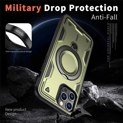 For iPhone 13 Pro Max / 12 Pro Max Case Compatible with MagSafe Military Protection PC+TPU Kickstand Phone Cover