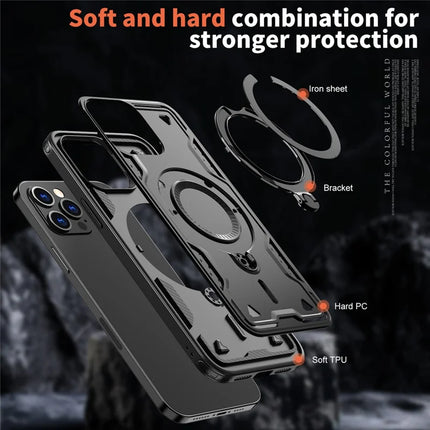 For iPhone 13 Pro Max / 12 Pro Max Case Compatible with MagSafe Military Protection PC+TPU Kickstand Phone Cover
