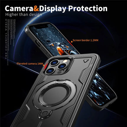For iPhone 13 Pro Max / 12 Pro Max Case Compatible with MagSafe Military Protection PC+TPU Kickstand Phone Cover