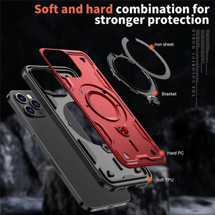 For iPhone 13 Pro Max / 12 Pro Max Case Compatible with MagSafe Military Protection PC+TPU Kickstand Phone Cover